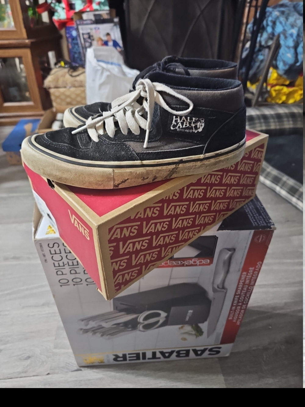 Vans Half Cab Black and White Mid-Top Sneakers